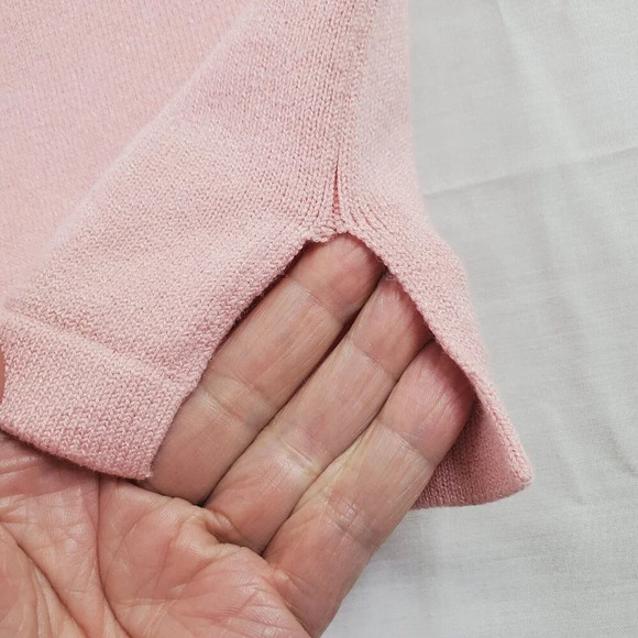 Vintage Orvis Cardigan Women Medium Pink Knit Sweater Sailor Flap Collar Minimal - Picture 15 of 16